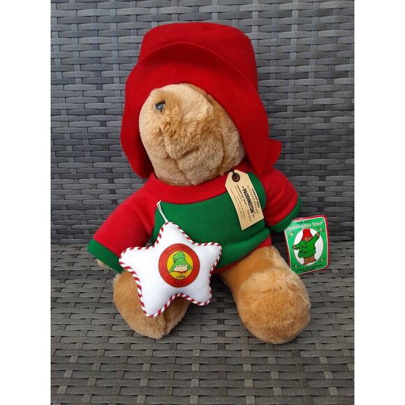 Vintage 1995 Sears 16" Paddington Bear Plush w/ Christmas Ornament - Picture 1 of 12